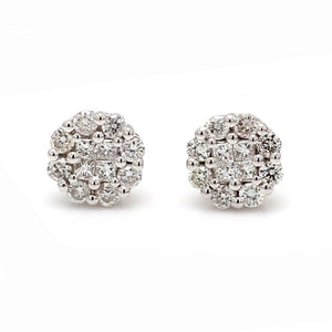 14K White Gold & 0.50ctw Diamond Cluster Post Earrings