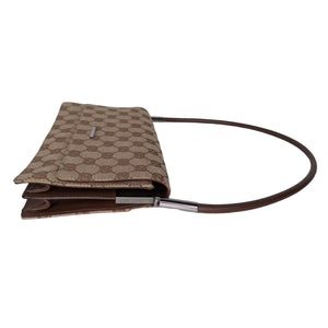 Gucci Vintage Monogram Pochette Flap Shoulder Bag Brown For Sale