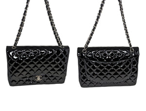 Chanel Patent Quilted Maxi Classic Double Flap Black