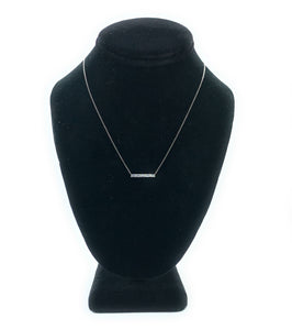 14K White Gold 0.60ctw Diamond Bar Pendant and Necklace
