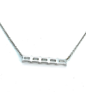 14K White Gold 0.60ctw Diamond Bar Necklace