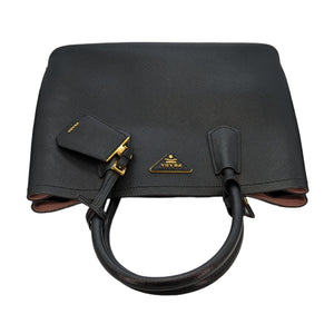 Prada Black Saffiano & Calfskin Leather Medium Monochrome Bag