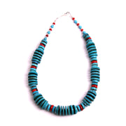 Old Pawn Navajo Turquoise & Coral Heishi Necklace