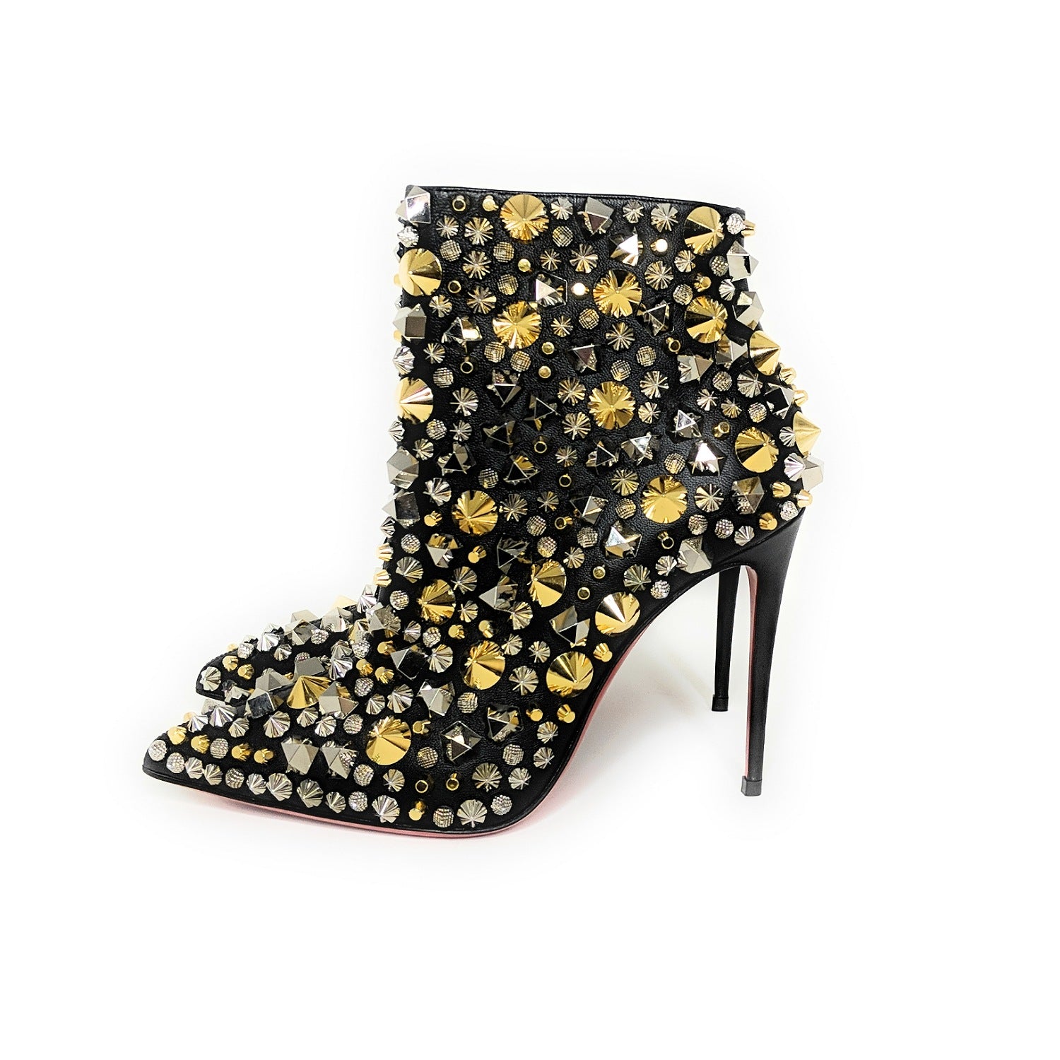 Christian Louboutin Black Stud Embellished So Full Kate Ankle Boots Sz 35.5  - TheRelux.com