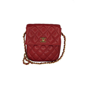 Chanel Timeless CC Red Shoulder Bag in Quilted Caviar