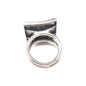 Hammered Stamped fashion ring Sterling Silver sz 6 3/4