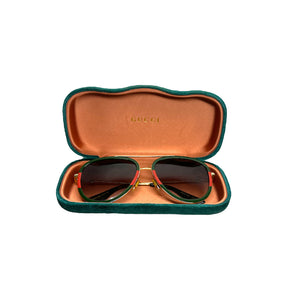 Gucci Women's Aviator Full Rim Gold Frame Sunglasses GG0062S-003-57