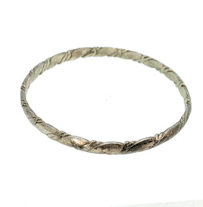 Vintage 1970's Mexico Sterling Silver Braided Thin Bangle Bracelet