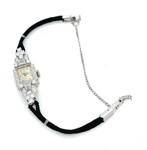Hamilton Platinum 1.50ctw Diamond Art Deco Ladies Wristwatch