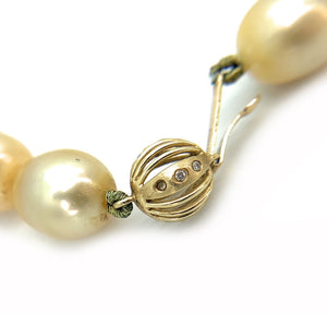JAMES ELLIOT Golden South Sea Cultured Pearl 14K YG & Diamond Clasp Necklace