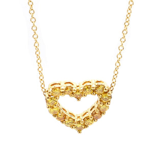 18K Yellow Gold & 0.45ctw Yellow Diamond Open Heart Pendant Necklace